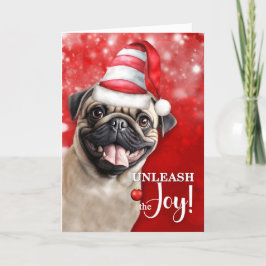 Tarjeta Festiva Perro Pug desata a los Navidades de la alegría