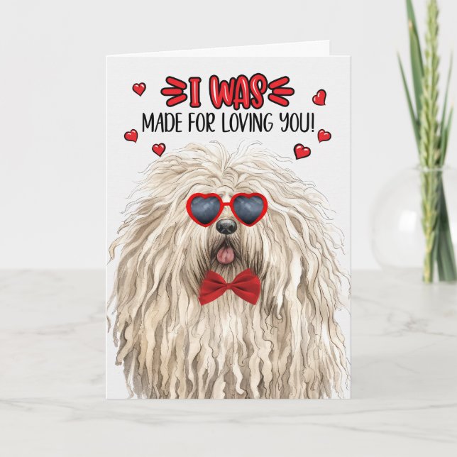 Tarjeta Festiva Perro Puli hecho para amarte San Valentín (Anverso)