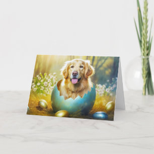 Tarjeta Festiva Perro recuperador de Happy Easter Golden