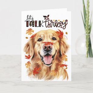 Tarjeta Festiva Perro recuperador de oro de Acción de Gracias habl