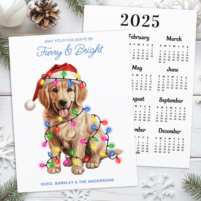 Tarjeta Festiva Perro recuperador de oro del calendario Furry & Br (Subido por el creador)