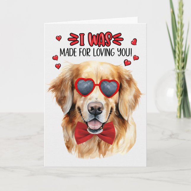 Tarjeta Festiva Perro recuperador de oro hecho para amarte Valenti (Anverso)