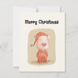 Tarjeta Festiva Perro rojo vintage dibujado a mano en pijamas Navi
