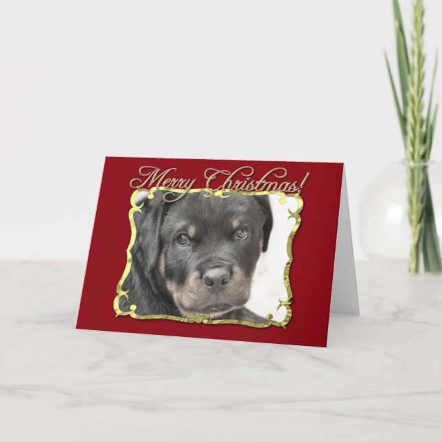 Tarjeta Festiva Perro Rottweiler (Anverso)