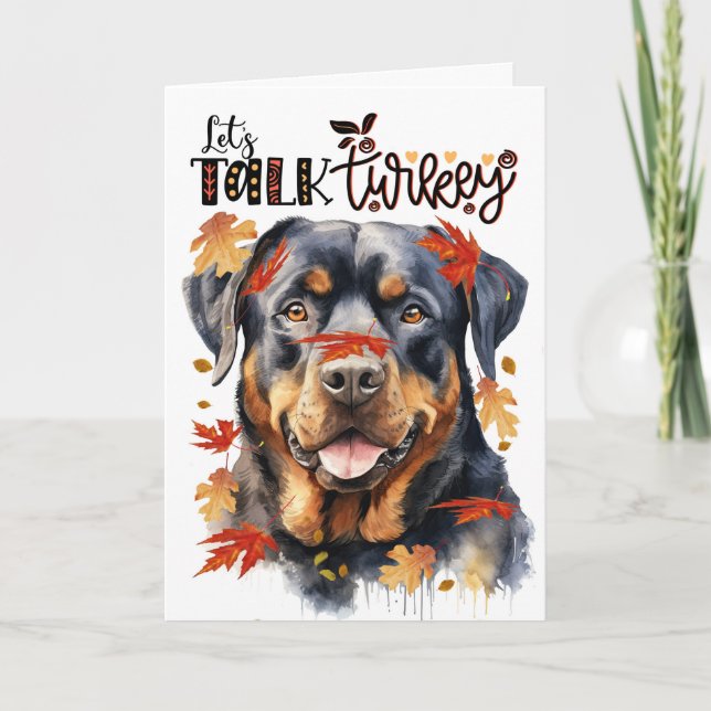 Tarjeta Festiva "Perro rotuiler de Acción de Gracias" hablemos de  (Anverso)