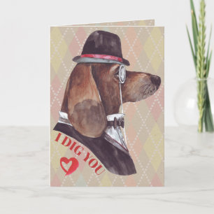 Tarjeta Festiva Perro Sabueso Caballero Te Cavo