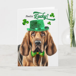 Tarjeta Festiva Perro Sabueso Día de San Patricio Afortunado