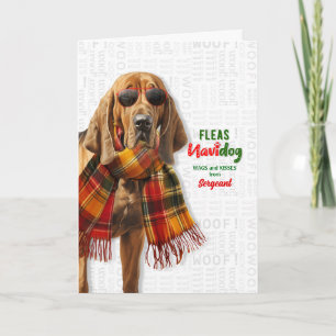 Tarjeta Festiva Perro Sabueso Divertido Pulgas Navidog con Nombre