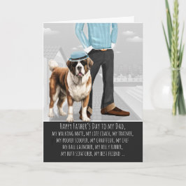 Tarjeta Festiva Perro San Bernardo y Papá Divertido Día del Padre