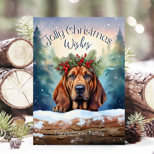 Tarjeta Festiva Perro sangriento en los Navidades de Snowley Fores
