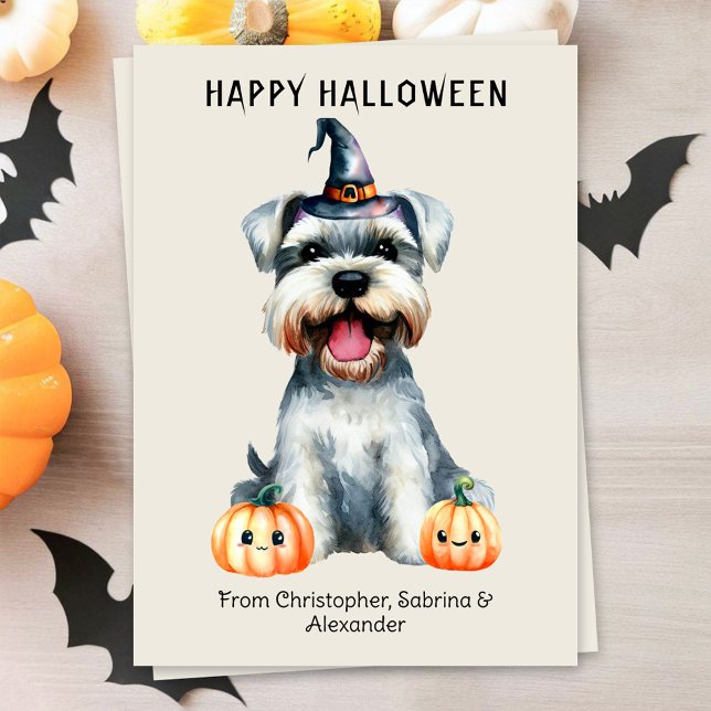 Tarjeta Festiva Perro Schnauzer Happy Halloween (Subido por el creador)