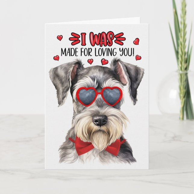Tarjeta Festiva Perro Schnauzer hecho para amarte Valentine (Anverso)