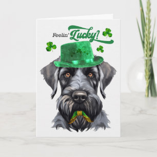 Tarjeta Festiva Perro Schnauzer negro se siente afortunado día de