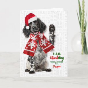 Tarjeta Festiva Perro Setter Inglés Divertido Navidog con Nombre