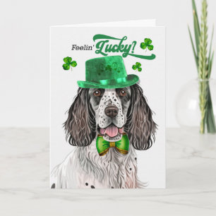 Tarjeta Festiva Perro Setter Inglés Sintiéndose Afortunado Día de