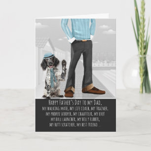 Tarjeta Festiva Perro Setter Inglés y papá para el Día del Padre