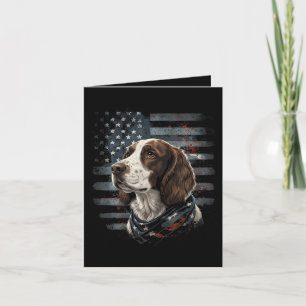 Tarjeta Festiva Perro Springer Spaniel Bandera Americana