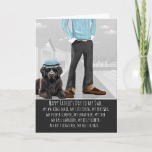 Tarjeta Festiva Perro Terranova Adorable y Papá Divertido Día del