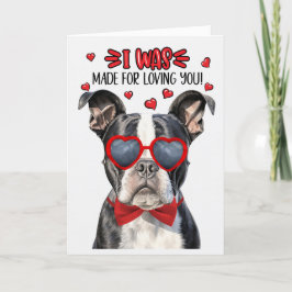 Tarjeta Festiva Perro terrible de Boston hecho para amarte San Val
