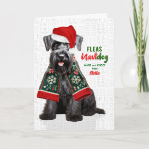 Tarjeta Festiva Perro Terrier Escocés Divertidas Pulgas Navidog co