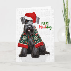Tarjeta Festiva Perro Terrier Escocés Divertidas Pulgas Navidog Na