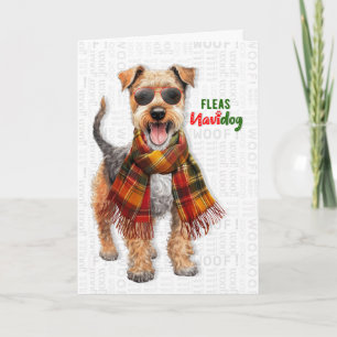 Tarjeta Festiva Perro Terrier Galés Divertidas Pulgas Navidog Navi