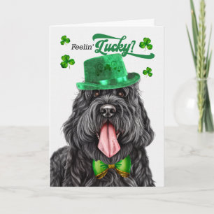 Tarjeta Festiva Perro Terrier Ruso Negro Día de San Patricio Afort