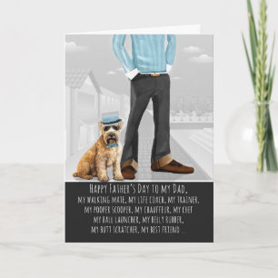Tarjeta Festiva Perro Terrier Trigo y Papá Divertido Día del Padre
