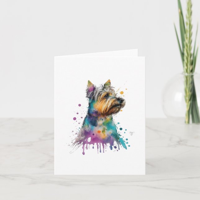 Tarjeta Festiva Perro Territorial Australiano En Acuarela Y Pluma (Anverso)
