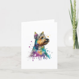 Tarjeta Festiva Perro Territorial Australiano En Acuarela Y Pluma