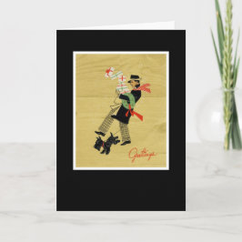 Tarjeta Festiva Perro vintage navideño