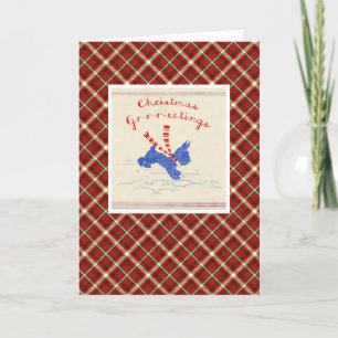 Tarjeta Festiva Perro vintage navideño