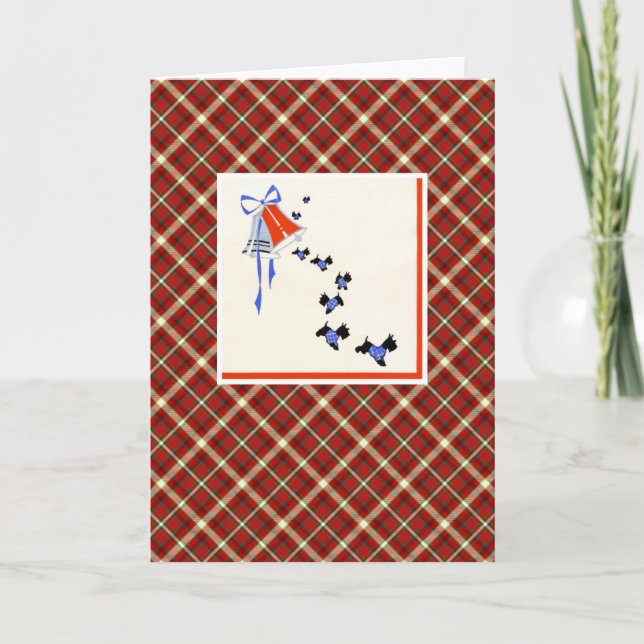 Tarjeta Festiva Perro vintage navideño (Anverso)
