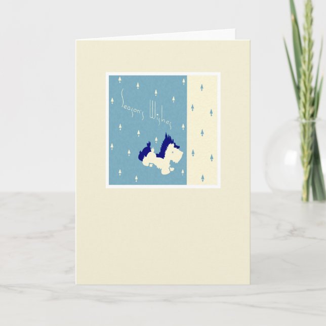 Tarjeta Festiva Perro vintage navideño (Anverso)