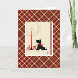 Tarjeta Festiva Perro vintage navideño