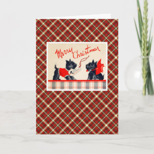 Tarjeta Festiva Perro vintage navideño