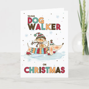 Tarjeta Festiva Perro Walker en Navidades Perro Wiener y gato