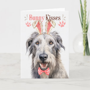 Tarjeta Festiva Perro Wolfhound irlandés en las orejas de los cone