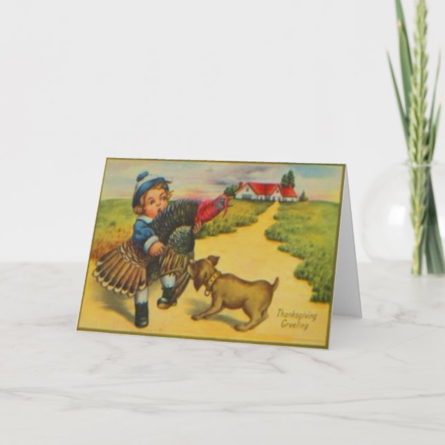 Tarjeta Festiva Perro y Pavo (Anverso)