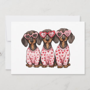 Tarjeta Festiva Perros Dachshund Día de San Valentín