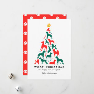 Tarjeta Festiva Perros de clase Navidades de madera de árbol de Na