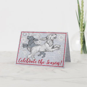 Tarjeta Festiva Perros de Cocker Spaniel, Navidades Purpurina de c