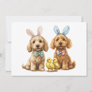 Tarjeta Festiva Perros de Easter Goldendoodle
