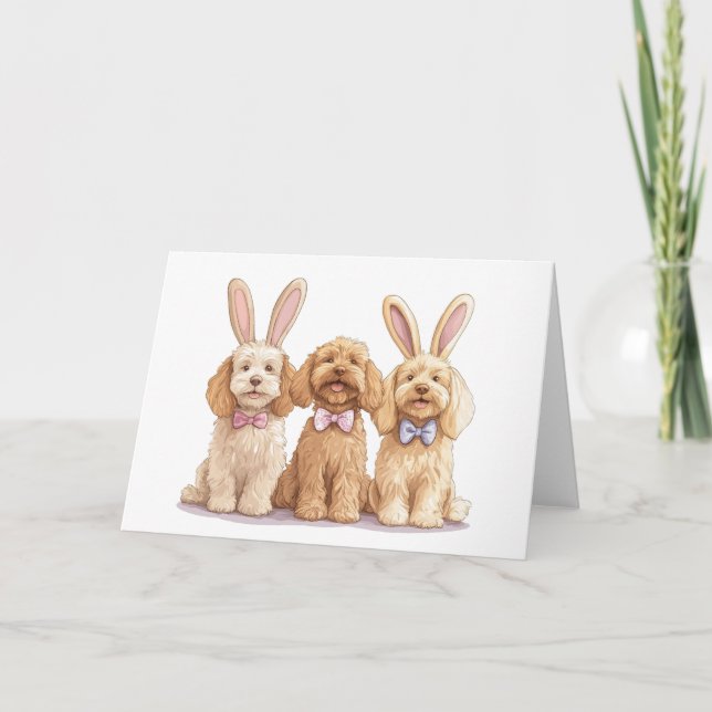 Tarjeta Festiva Perros de Easter Goldendoodle (Anverso)