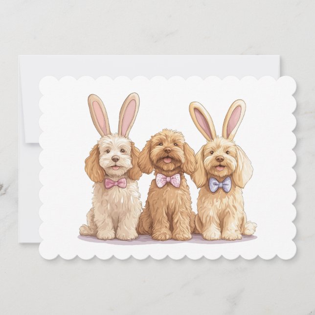 Tarjeta Festiva Perros de Easter Goldendoodle (Anverso)