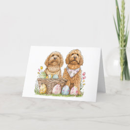 Tarjeta Festiva Perros de Easter Goldendoodle