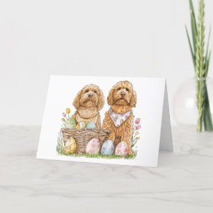 Tarjeta Festiva Perros de Easter Goldendoodle