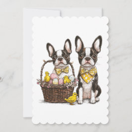 Tarjeta Festiva Perros de Pascua de Boston Terrier