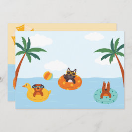 Tarjeta Festiva Perros de verano en la playa