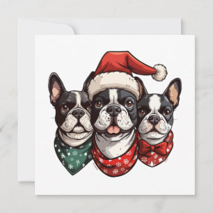 Tarjeta Festiva Perros del Boston Terrier
